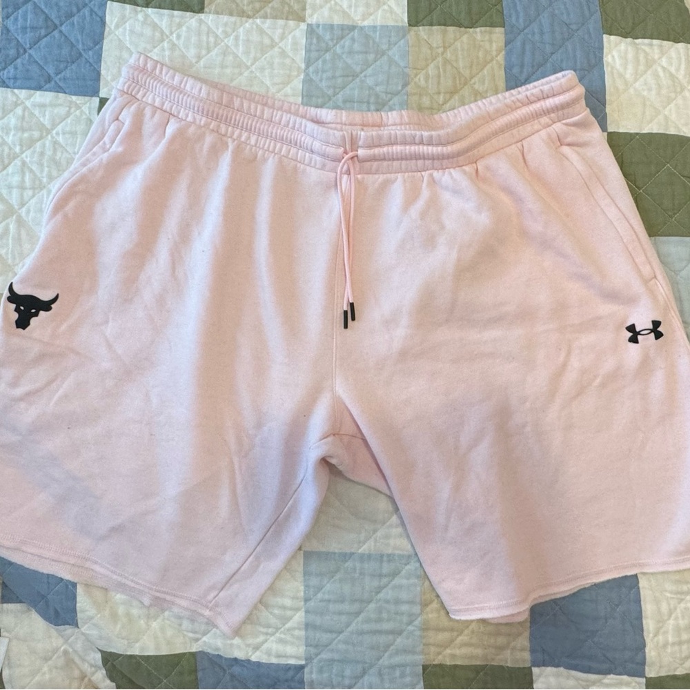 Under Armour X Project Rock Charged Fleece Basketball Shorts - Baby Pink
